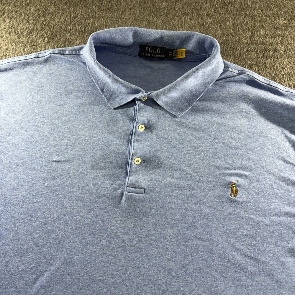 Polo Ralph Lauren Shirt Men's 3XLT Blue Performance Big & Tall Flesh Pony